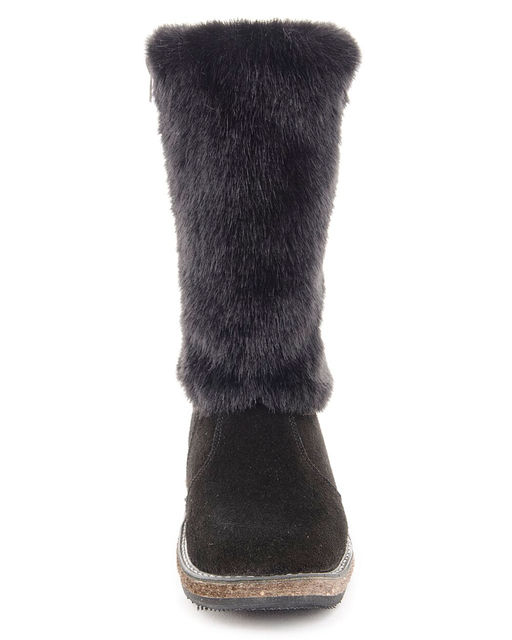 Унты женские на войлочной подошве.Черн., Замша. Черная "норка". Молния