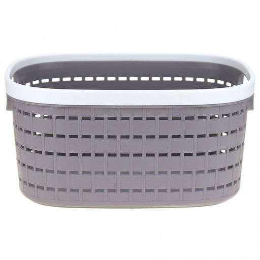 Домашняя мода Корзина пластмассовая для хранения Береста 24х16,5см h12см, с ручками, серый (Китай)  фото 2