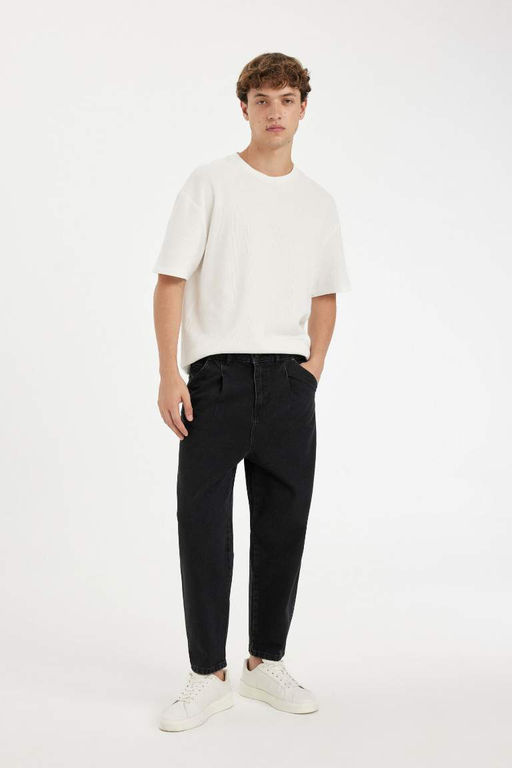 Джинсовые брюки стандартного кроя с завышенной талией свободного кроя и объемным кроем - Defacto фото 2