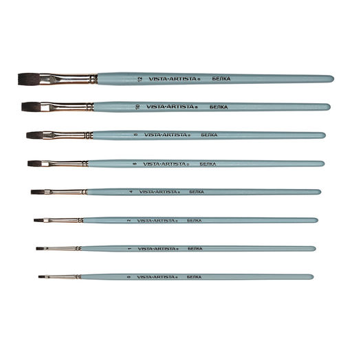 Кисть белка VISTA-ARTISTA 10232-0 плоская 10 шт короткая ручка №0 фото 4