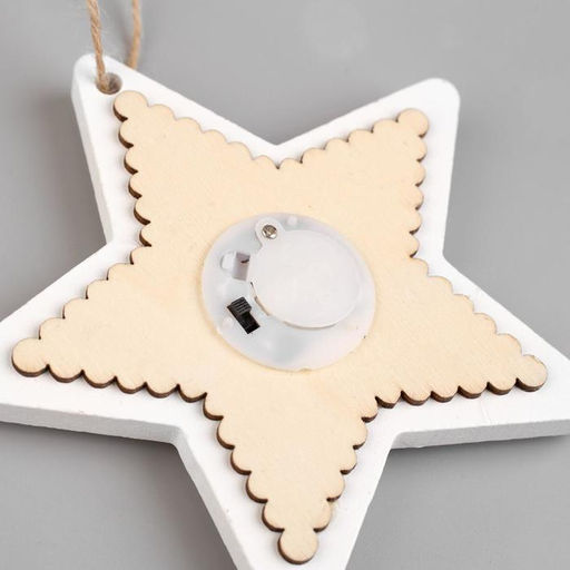 Ёлочная игрушка Звезда с оленем, 13х13х2 см, 4 LED, от батареек, свечение тёплое белое - Luazon lighting фото 3