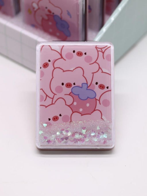 Зеркало шейкер раскладное "Pig pattern", розовое, 8*6 см