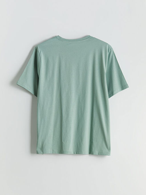 Bisiklet Yaka Bask?l? Penye Erkek Ti??rt