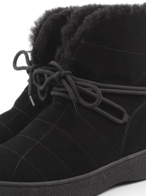 04-PAL271-1Z BLACK Ботинки зимние женские (натуральная замша, 100% шерсть, натуральный мех)