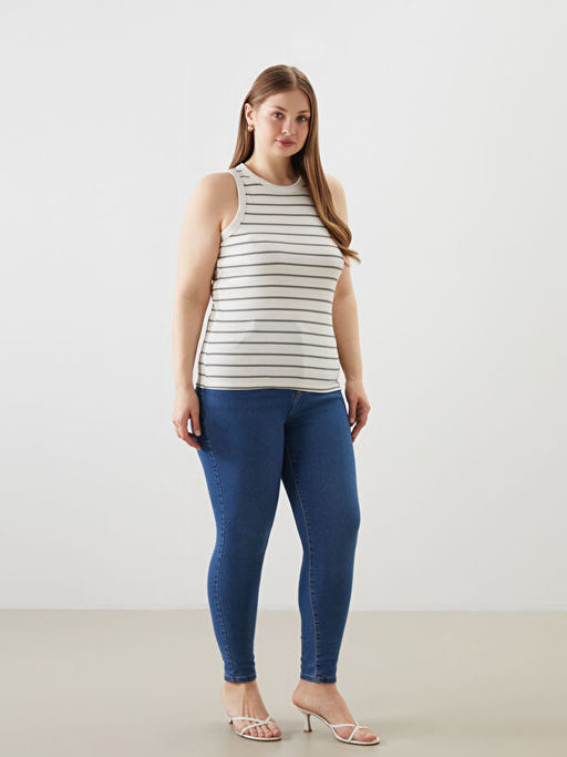 Bisiklet Yaka ?izgili Kad?n Atlet