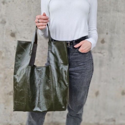 Женская мягкая кожаная сумка шоппер 0054-6 - Cidirro фото 4