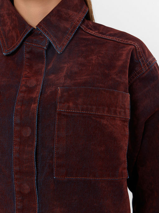 Жакет женский джинсовый бордовый - Mark formelle фото 5