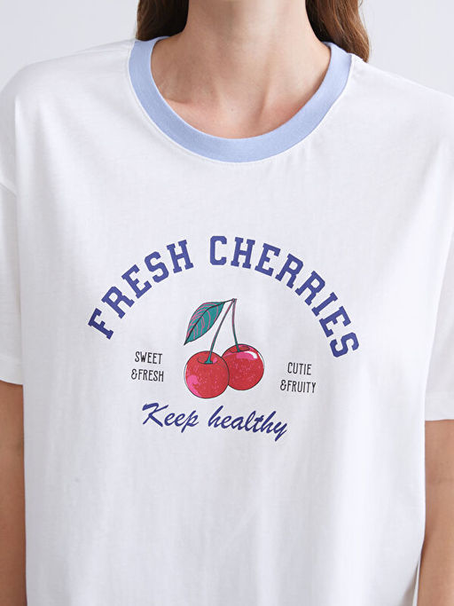 Kiraz Bask?l? Kad?n Kaprili Pijama Tak?m?