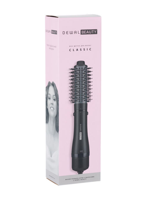 Dewal Beauty Фен-щётка для волос / HB4001 Classic, керамико-турмалиновое покрытие, черный, 1 насадка, 1000 Вт  фото 2