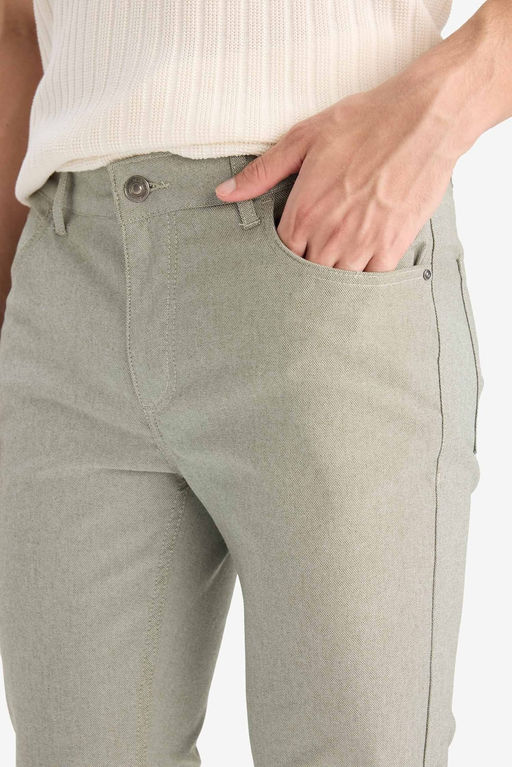 Slim Fit Yazl_k Chino Kanvas Dokulu Pantolon - Defacto фото 5