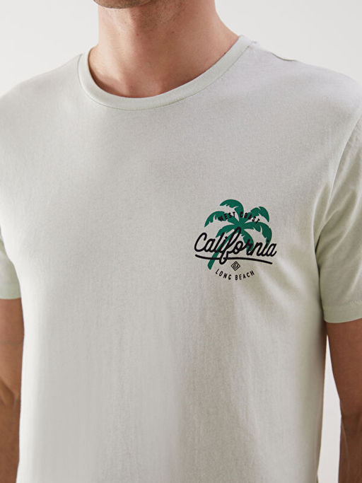 Bisiklet Yaka K?sa Kollu Bask?l? Penye Erkek Ti??rt