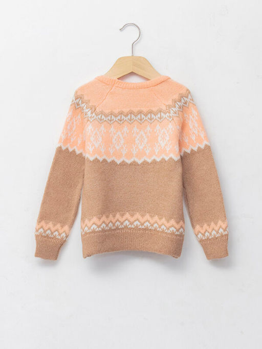 Bisiklet Yaka Desenli Uzun Kollu K?z ?ocuk Triko Kazak - Waikiki фото 2