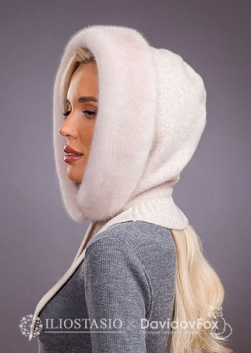 Капор кашемир бежевый норка