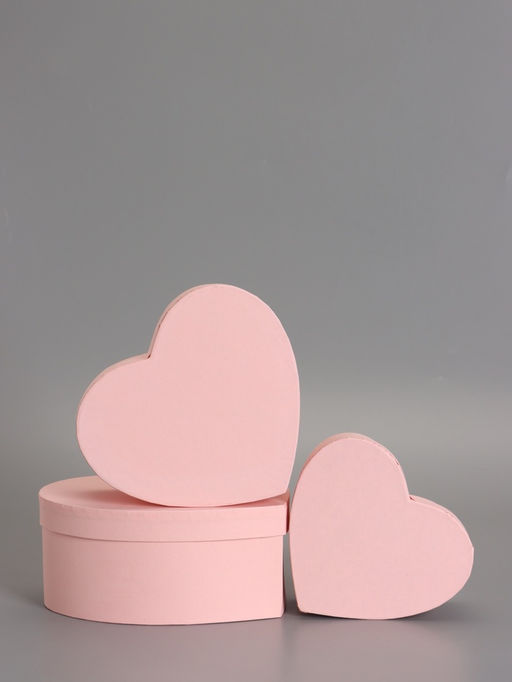Набор подарочных коробок 3 в 1 сердца, пастельный розовый, 22×20×9; 18.5×17×7.5; 16×14×6 см