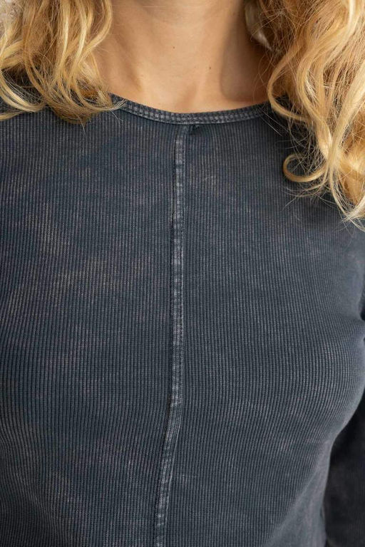 Крутая приталенная футболка в рубчик с длинными рукавами - Defacto фото 7