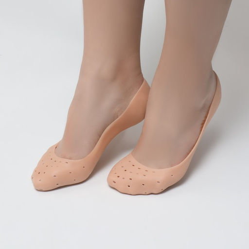 Носочки для педикюра, силиконовые, с перфорацией, 18×8 см, бежевые