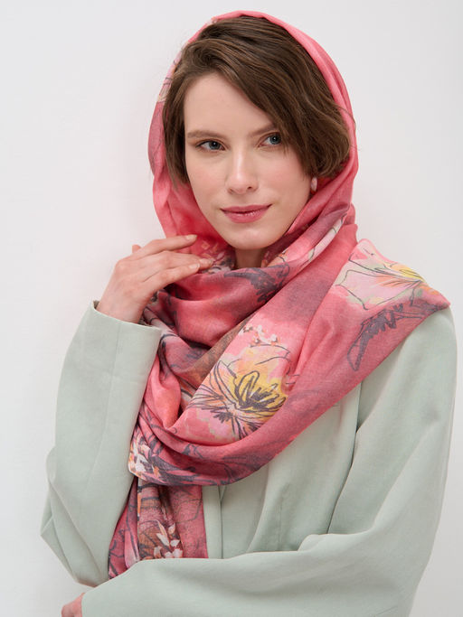 Большой красивый палантин. Рисунок нанесен вручную.ШЕЛК ВИСКОЗА ХЛОПОК - Tantino фото 3