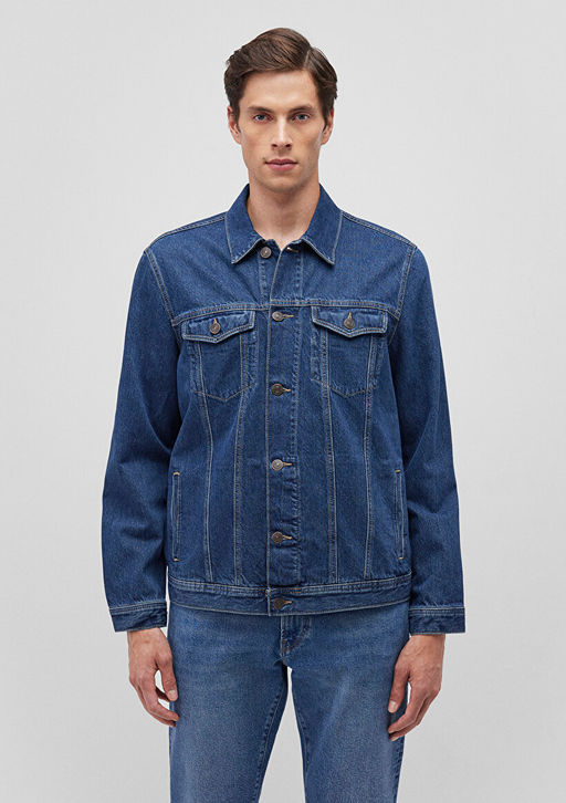 Drake 90lar Puslu Koyu Mavi Jean Ceket  фото 3