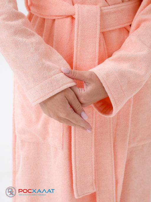 Женский халат с капюшоном персиковый МЗ-06 (32)
