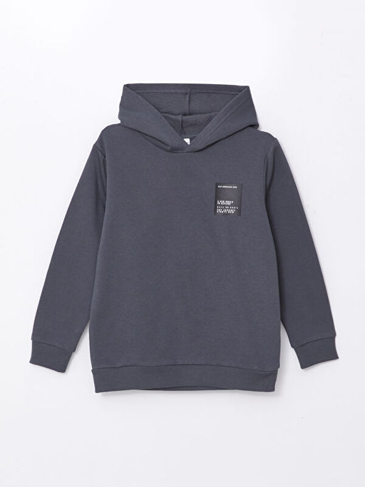 Bask?l? Uzun Kollu Erkek ?ocuk Hoodie ve E?ofman Alt? - Waikiki фото 2