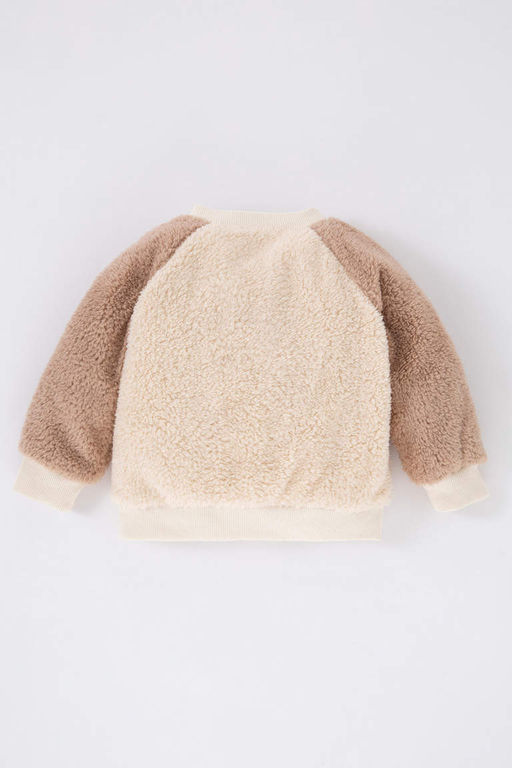 Плюшевый кардиган Welsoft для маленьких девочек-бомбер с вышитым воротником-стойкой - Defacto фото 5