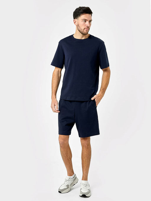 Комплект хлопковый мужской (футболка, шорты) в темно-синем цвете - Mark formelle фото 2