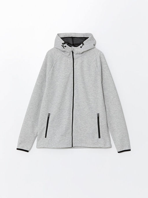 Kap??onlu Uzun Kollu Erkek Fermuarl? Sweatshirt