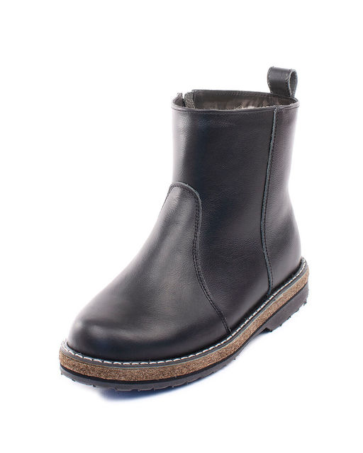 Ботинки женские на войлочной подошве, кожа, овчина, молния.