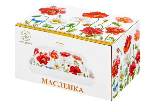 Масленка 13,5*9*6,5 см "Маки" NEW BONE CHINA