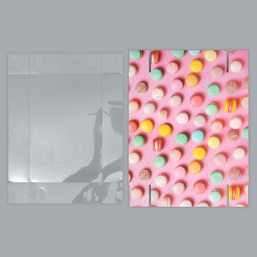 Цена за 4 шт. Кондитерская упаковка, коробка для макарун с пластиковой крышкой, «Макаруны», 18 х 12 х 3.5 см