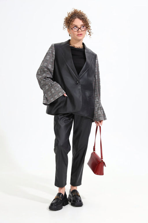 Костюм NIKVA н950-1 чёрный+серая клетка