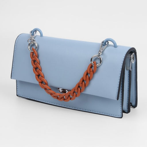 Цена за 2 шт. Цепочка для сумки, с карабинами, пластиковая, 23 17 мм, 30 см, цвет террактовый/серебряный - Арт узор фото 3