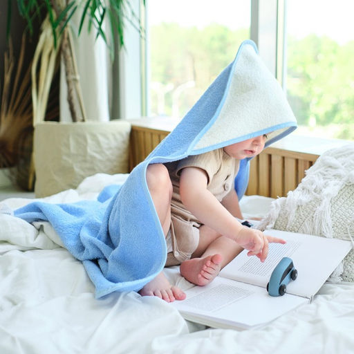 Полотенце уголок махровое Крошка Я, 75х75 см, цвет молочный/голубой, 100% хлопок, 360 г/м2  фото 8