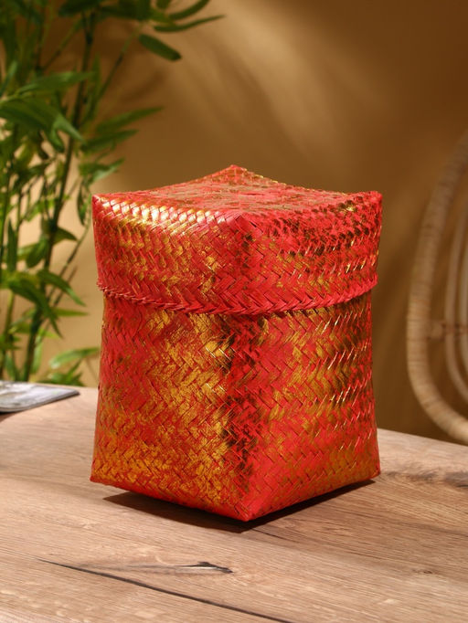 Корзинка плетёная «Голден», 16×16×23 см, розовая