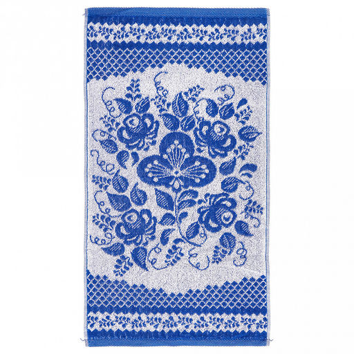 Полотенце кухонное махровое 30х60см, пестротканое, плотность 420гр/м2, хлопок 100%, "Гжель-1" (Россия)