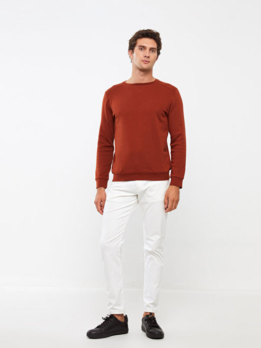 Bisiklet Yaka Uzun Kollu Erkek Kal?n Sweatshirt