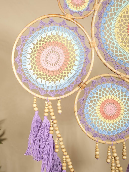 Ловец снов «Грезы», 85×2×130 см, текстиль, ротанг