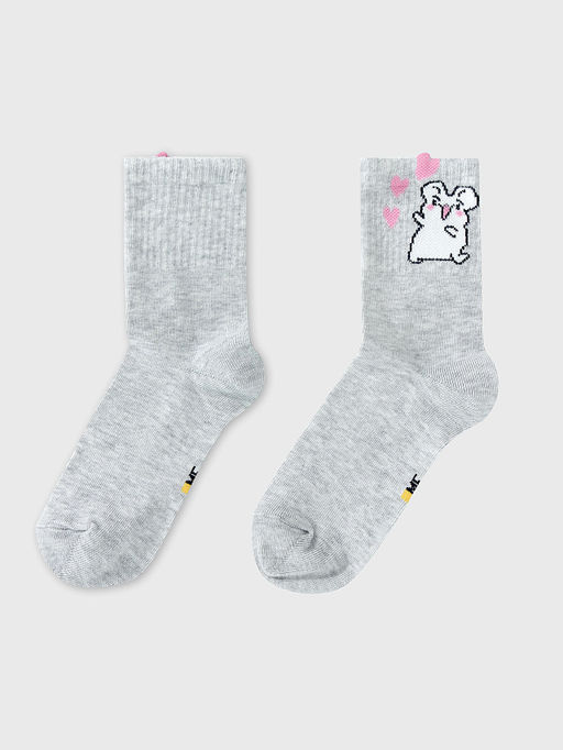 Цена за 5 пар! Носки детские бежевые с рисунком в виде мышки - Mark formelle фото 7