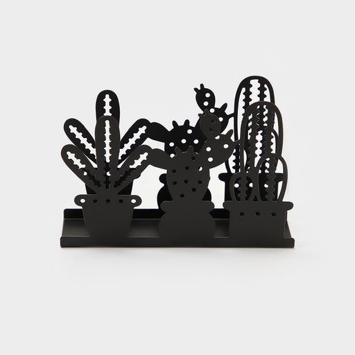 Салфетница Доляна «Кактусы», 15×4×10 см, чёрная