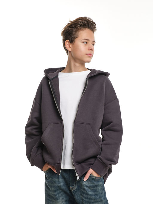 Зипка толстовка для мальчика с шевроном 22-0430 темный графит