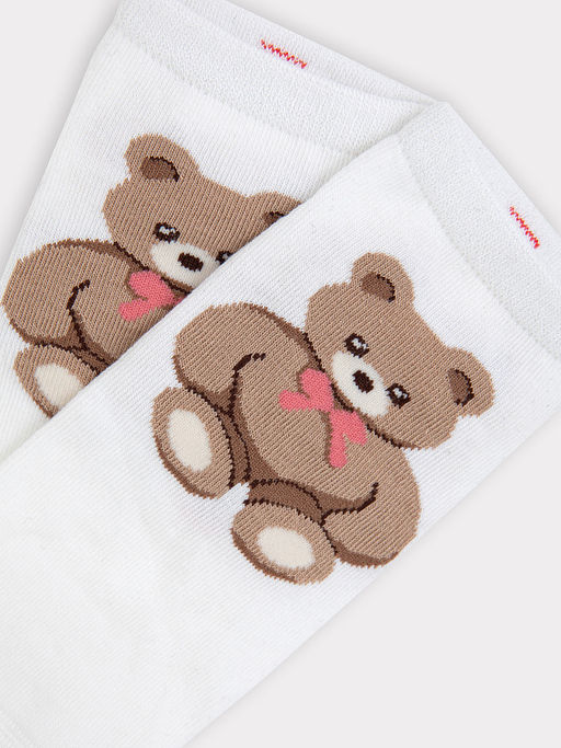 Цена за 5 пар! Носки женские белые с рисунком в виде медведя - Mark formelle фото 2