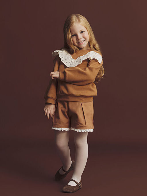 Bisiklet Yaka F?rf?rl? K?z ?ocuk Sweatshirt