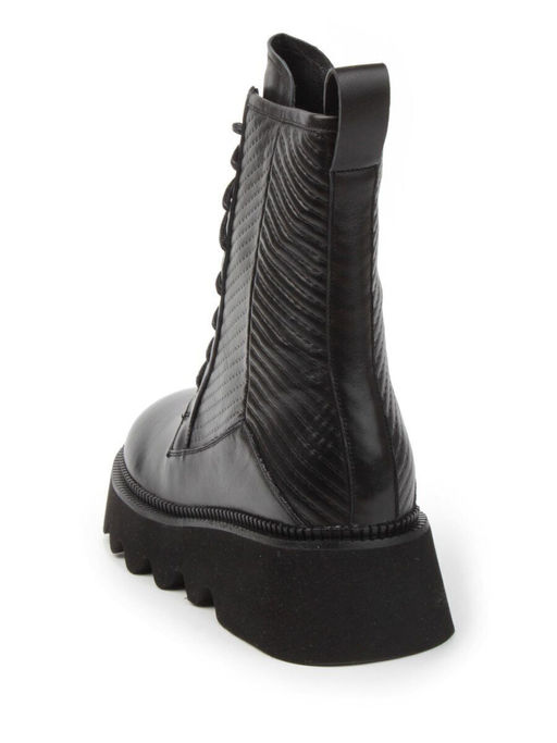 01-C1112-1 BLACK Ботинки демисезонные женские (натуральная кожа, байка)