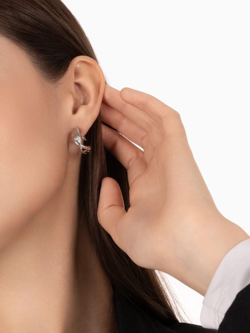 Клипсы для ушей QF Тренд полукруг, цвет серебро