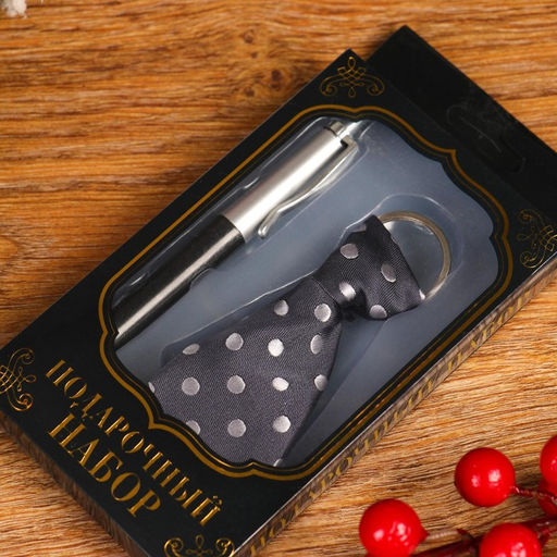 Набор подарочный 2 в 1, ручка, брелок-галстук, МИКС