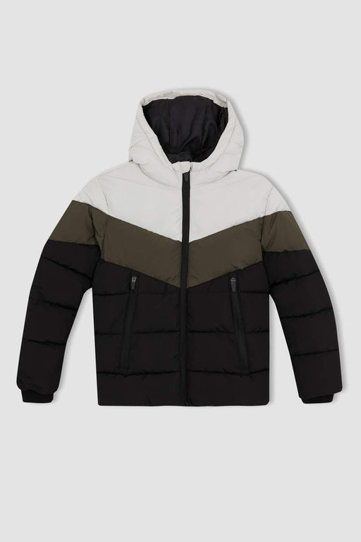 Водоотталкивающее пальто с капюшоном и флисовой подкладкой для мальчика - Defacto фото 10