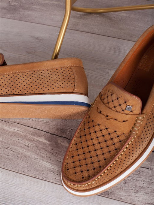 Мокасины мужские мега комфорт/ Слиперы мужские тренд/ Лоферы практичные 1302-01-L1 Рыжий2 - Piniolo фото 4