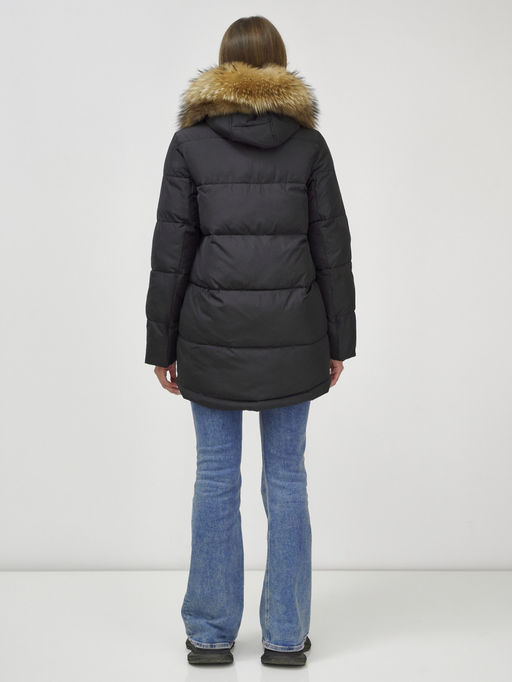 Куртка Бренд Visdeer ПРЕМИУМ КЛАССА зимняя с мехом ЕНОТА, черного цвета