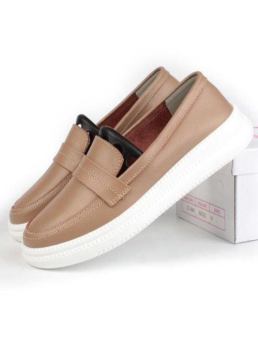 03-ZL-8501 DK. BEIGE/BROWN Полуботинки женские (натуральная кожа)