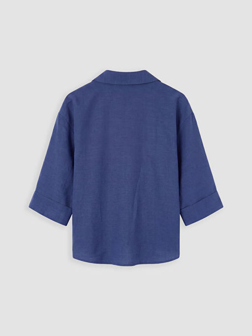 Oversize Keten Kar???ml? Kad?n G?mlek